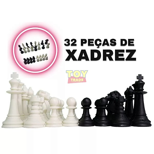 Peças de Xadrez Tabuleiro 32 Peças em Plástico Polipropileno - Conjunto Peças de Reposição para Xadrez Kit Completo Rei 5,5cm
