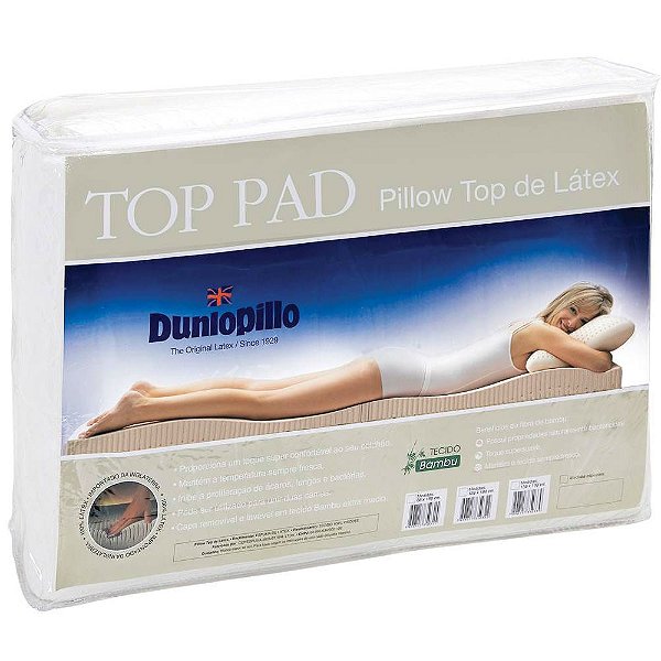 Pillow top de Látex Casal King size capa bambu 193x203x03 top pad dunlopillo