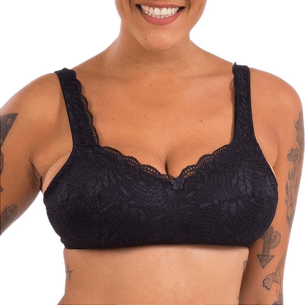 Soutien Para Mastectomia Com Renda 630 Esbelt Preto