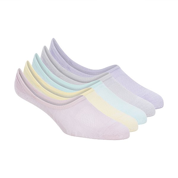 Meia 5 Pares Feminina Liner Microfiber Rosa Claro Skechers