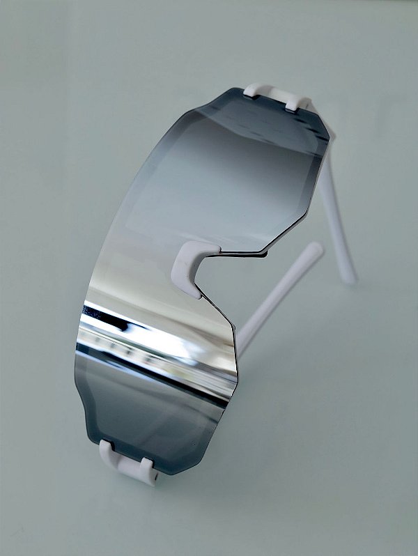 Óculos de Sol Esportivo Glide Branco Espelhado