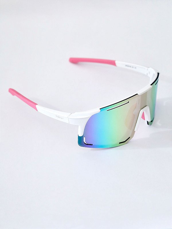 Óculos de Sol Esportivo Momentum Branco e Rosa
