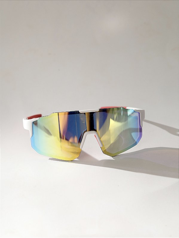 Óculos de Sol Esportivo Onyx Branco Haste Vermelho