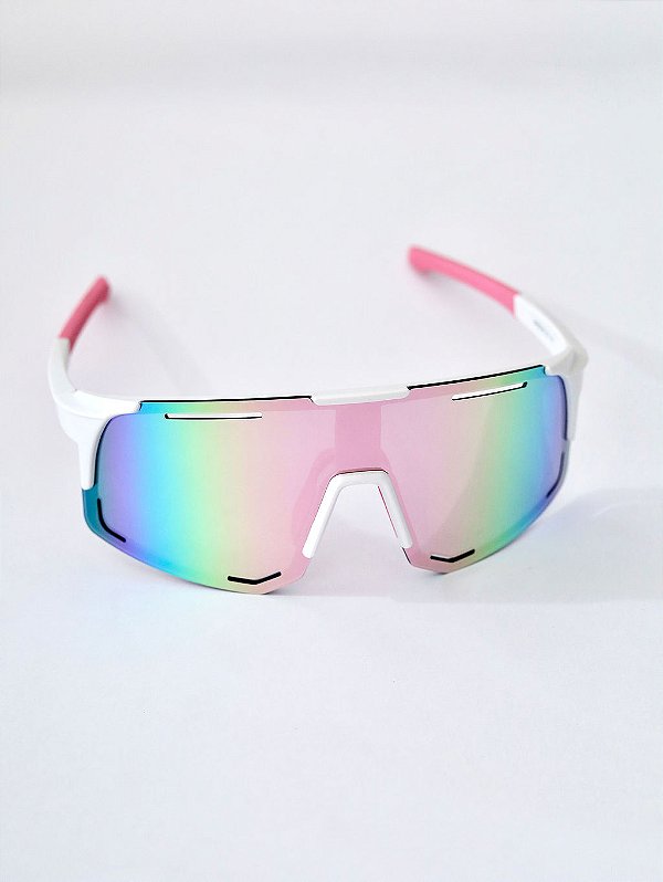 Óculos de Sol Esportivo Momentum Branco e Rosa