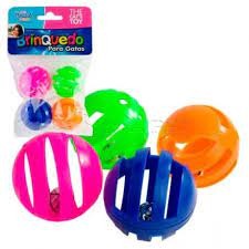 Brinquedo para gatos , bola Plast. c/ 4 unidades , cores ...