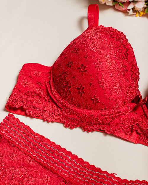 Lingerie em Renda e Microfibra com Calcinha Cós Alto 2404