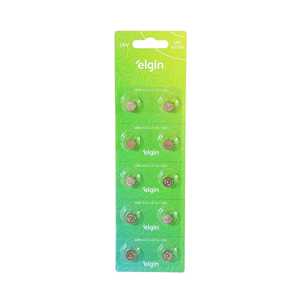Pilha Bateria Botao Elgin Lr41 Ag3/lr736/lr41 1.5v Blister Alcalina