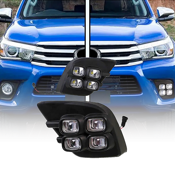 Farol de Milha com DRL LED Toyota Hilux 2016 até 2018 Modelo REVO