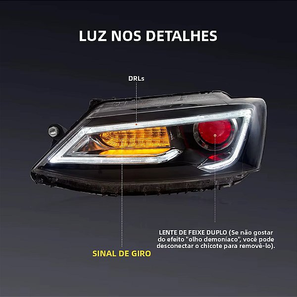 Farol Volkswagen Jetta MK6 Estilo Audi Full LED (2011-2017)