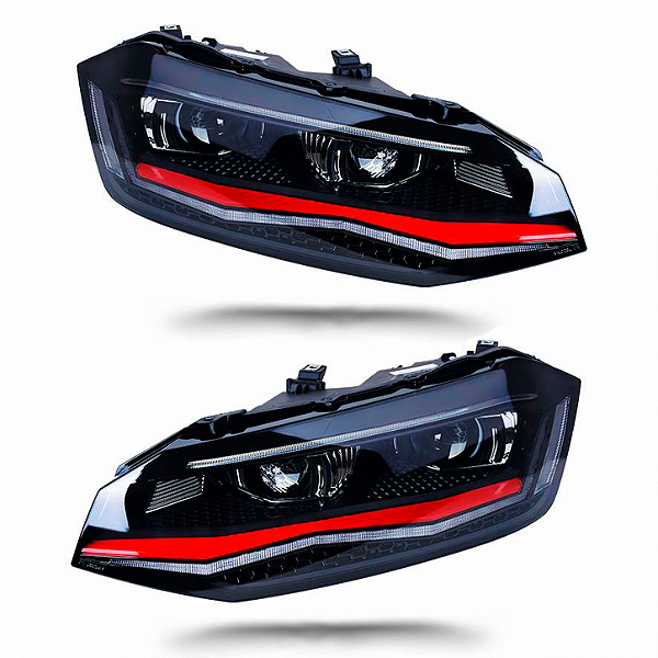 Farol Volkswagen Polo MK6 GTI Red Full LED (2016-2019)
