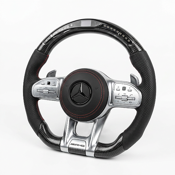 Volante Mercedes Estilo AMG Carbono + Shift Light Vermelho