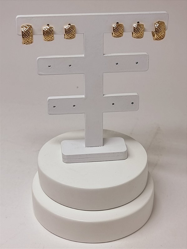 Trio argolas vazadas lisas banho ouro amarelo 18k