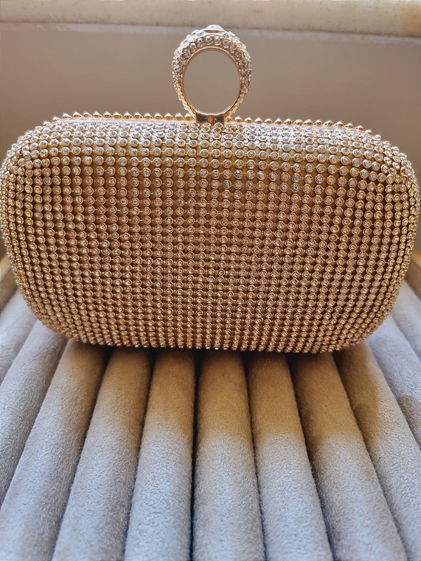 Clutch Dourada Cravejada de zircônia