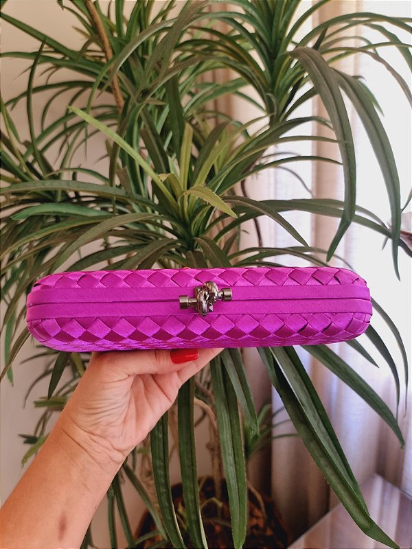 clutch Pink cetim fecho ródio negro