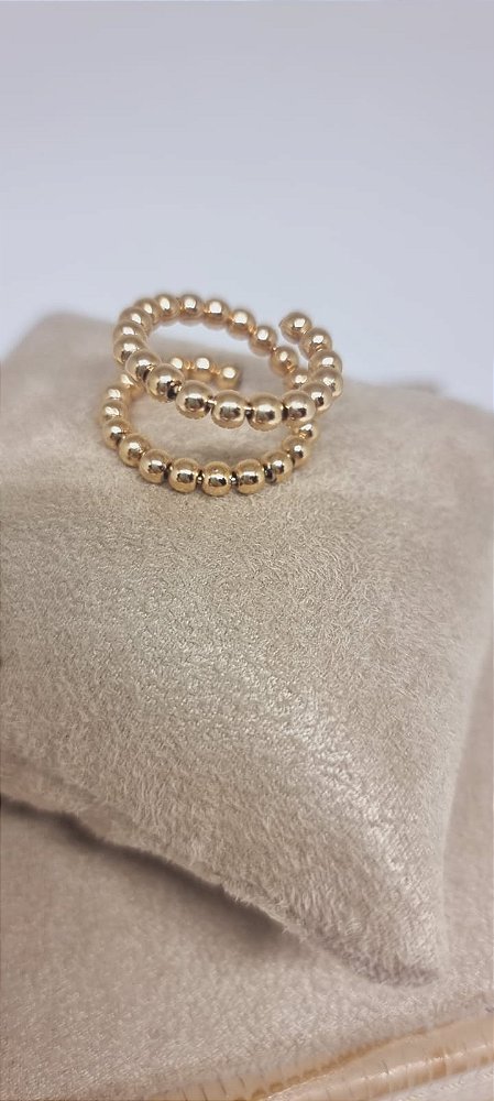 Anel formato mola Ajustável banho ouro amarelo 18k
