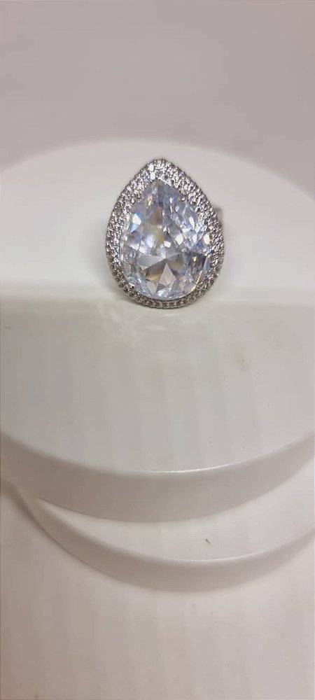 Anel Gota Cristal cravejado de zircônia