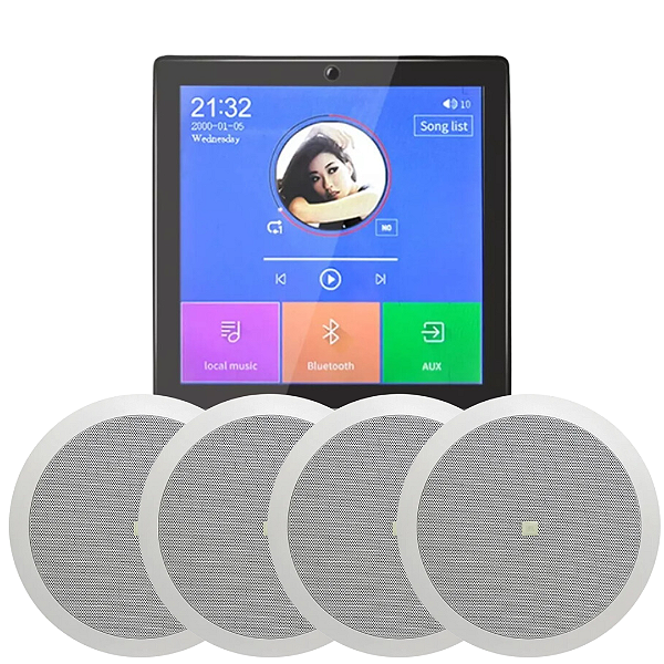 Kit Amplificador 50W Parede Bluetooth Som + 4 JBL Redondas