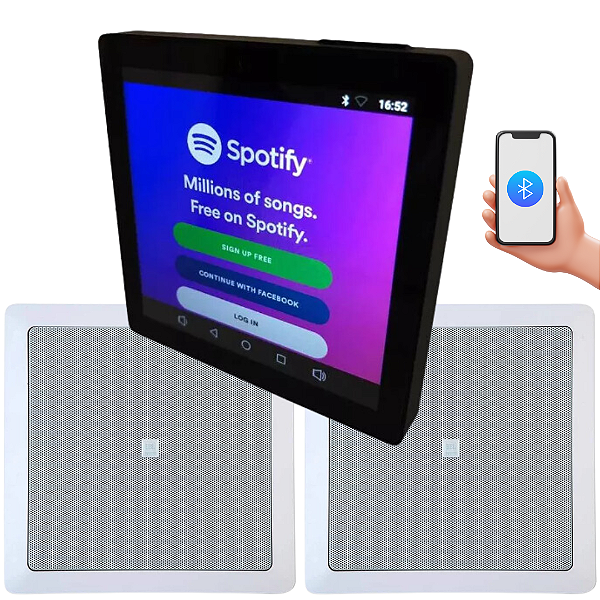 Kit Amplificador Parede Som Painel Tuya + 2 Caixas Jbl 6fr1q