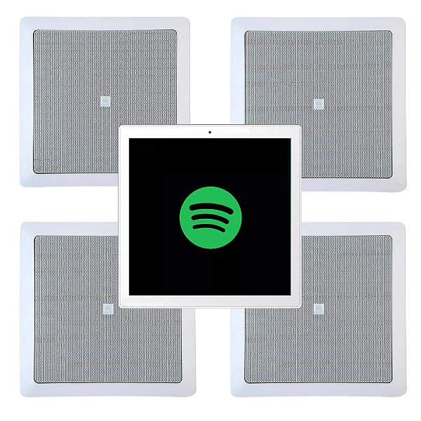 Kit Amplificador Parede Som Painel Tuya + 4 Caixas Jbl 6fr1q