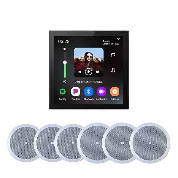 Kit Amplificador Parede Som Painel Tuya + 6 Caixas Jbl 6fr2r