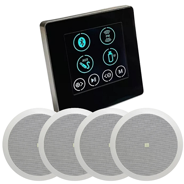 Kit Amplificador 60W Parede Bluetooth Som + 4 JBL Redondas