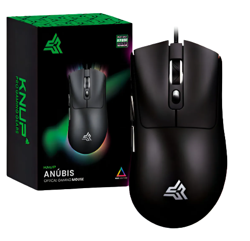 Mouse Gamer Knup Anubis Ergonômico 7 Botões RGB 7200 DPI USB
