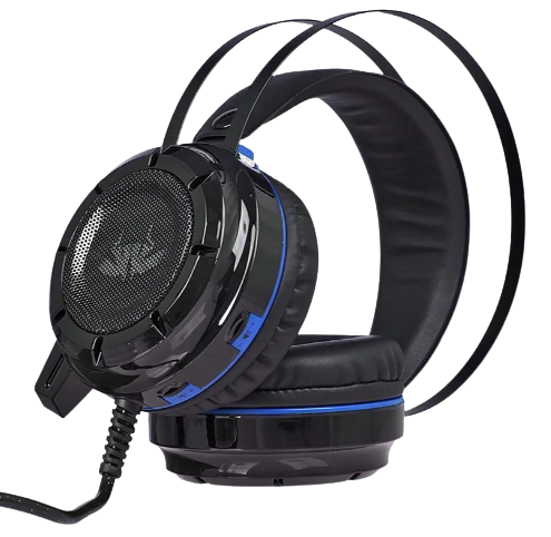 Headset Gamer Knup Bass Vibration 7.1, com Iluminação USB + P2, Microfone, Azul/Preto- KP-417
