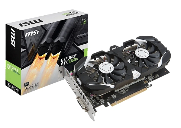 Placa de Vídeo MSI NVIDIA GeForce GTX 1050 TI 4GT OC, 4GB, Até 3 Monitores - 912-V809-2272