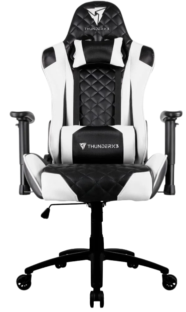 Cadeira Gamer ThunderX3 TGC12 Profissional, Até 120kg, Com Almofadas, Reclinável, Descanso de Braço 2D, Branco e Preto - 78202