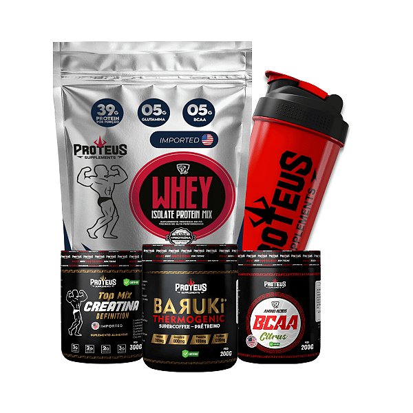Whey Protein Silver 1kg + Creatina 300g + Bcaa 200g + Termogênico Supercoffee 200g + Shaker