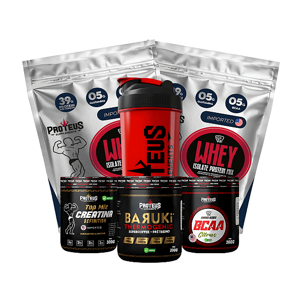 Whey Protein Silver 2kg + Creatina 300g + Bcaa 200g + Termogênico Supercoffee 200g + Shaker