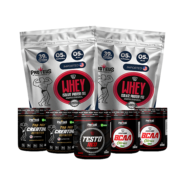 Whey Protein Silver 2kg + Creatina 600g + Bcaa 400g + Testo 200g