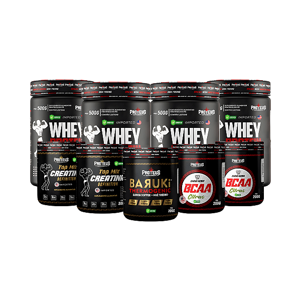 Whey Protein Black 2kg + Creatina 600g + Bcaa 400g + Termogênico Supercoffee 200g