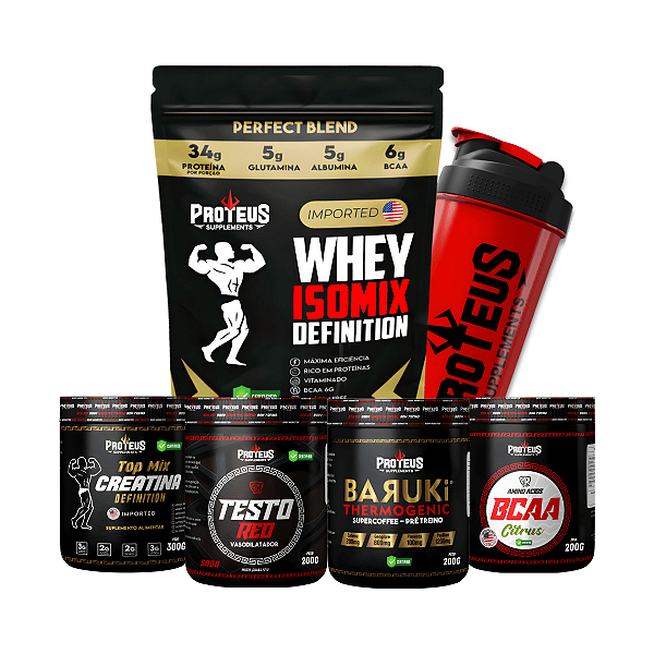 Whey Protein Black 1kg + Creatina 300g + Bcaa 200g + Testo 200g + Termogênico Supercoffee 200g + Shaker