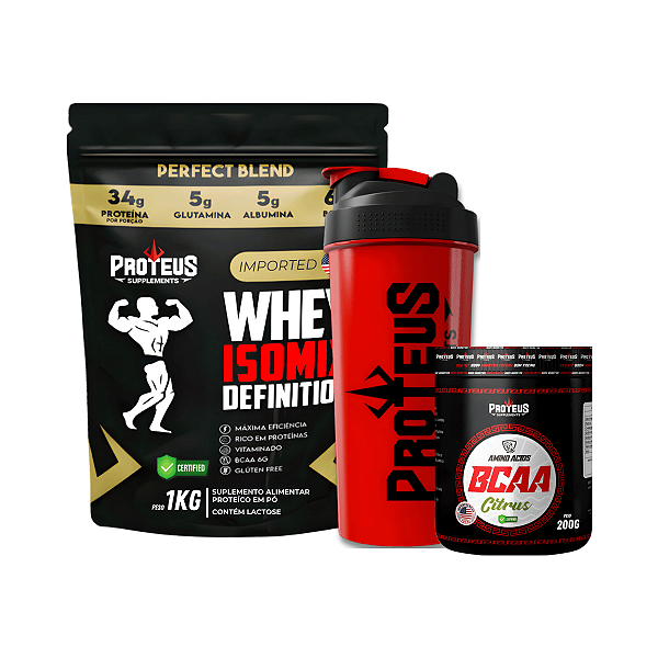 Whey Protein Black 1kg + Bcaa Aminoácidos Essenciais 200g + Shaker