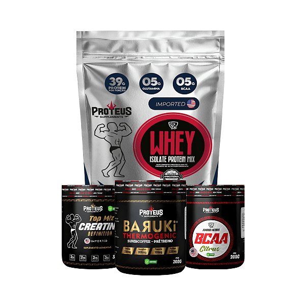 Whey Protein Silver 1kg + Creatina 300g + Bcaa 200g + Termogênico Supercoffee 200g