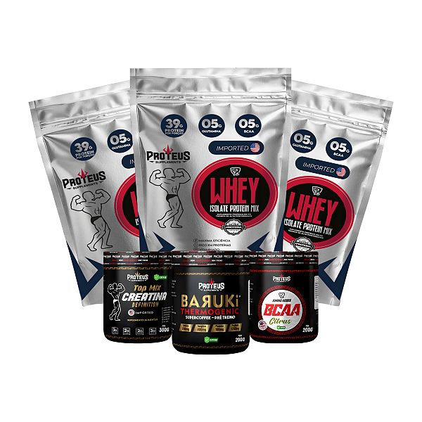 Whey Protein Silver 3kg + Creatina 300g + Bcaa 200g + Termogênico Supercoffee 200g