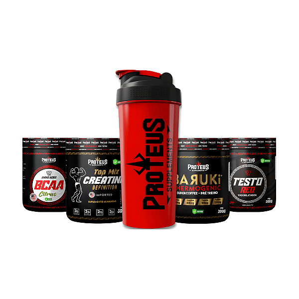 Creatina 300g + Termogênico Supercoffee 200g + Bcaa 200g + Testo 200g + Shaker