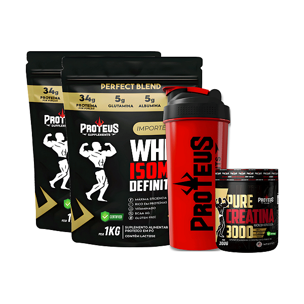 Whey Protein Black 2kg + 100% Pure Creatina 300g + Shaker