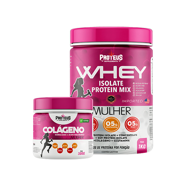 Whey Protein Mulher 1kg + Colágeno Hidrolisado 300g