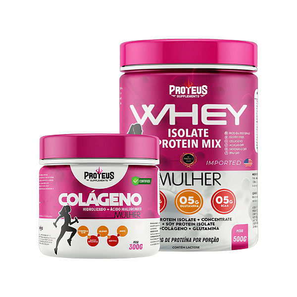 Whey Protein Mulher 500g + Colágeno Hidrolisado 300g