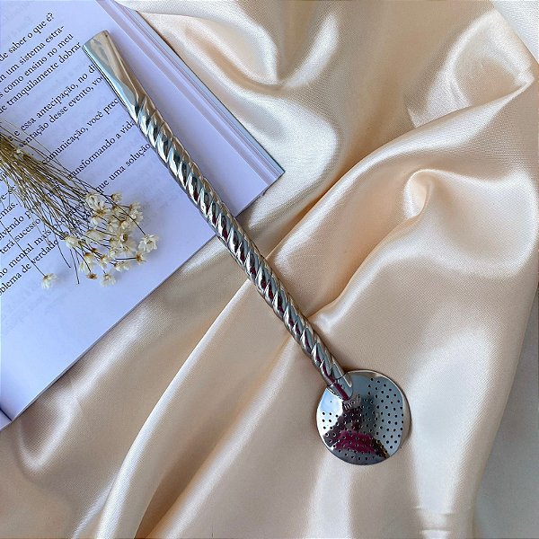 Bomba de Chimarrão Inox Trançada 22cm