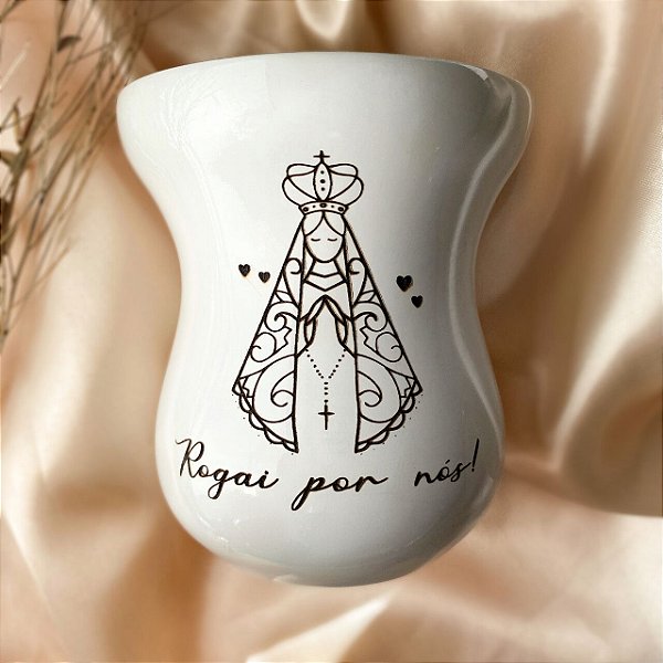 Cuia de Chimarrão Branca Inteira Madeira Personalizada