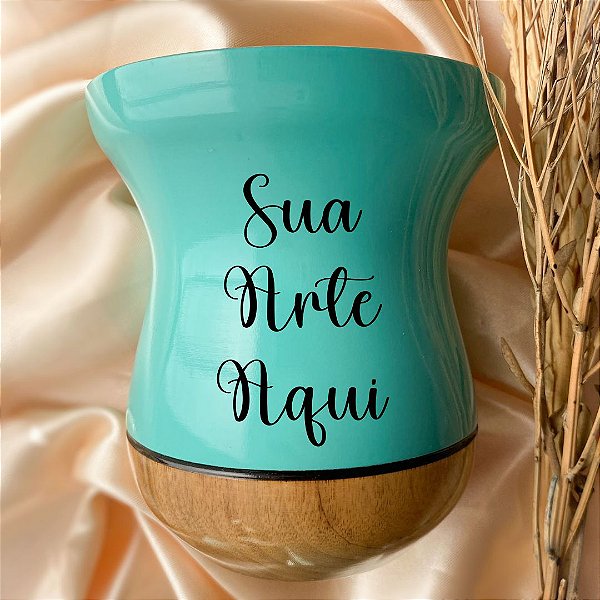 Cuia de Chimarrão Madeira Verde Água Personalizada