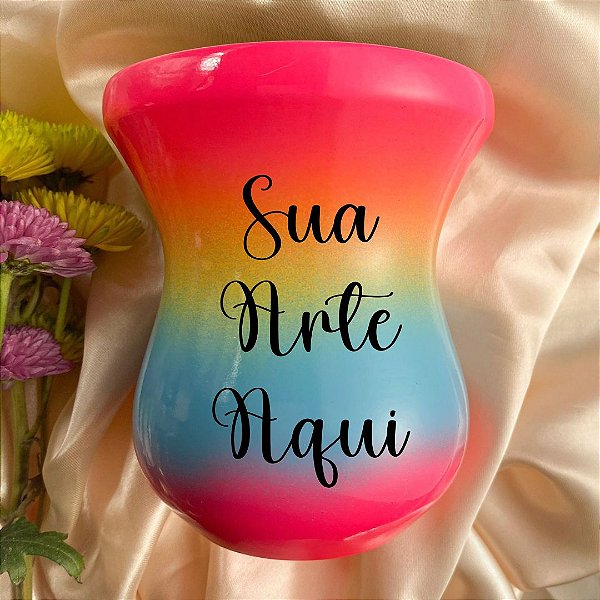 Cuia de Chimarrão Arco Iris Madeira Personalizada