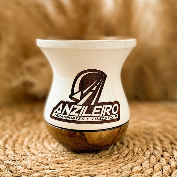 Cuia de Chimarrão Madeira Branca Personalizada