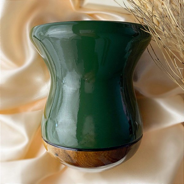 Cuia de Chimarrão Verde Militar Madeira Imbuia