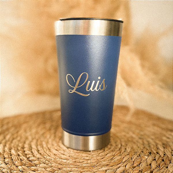 Copo Térmico Inox Azul Marinho Personalizado 473ML
