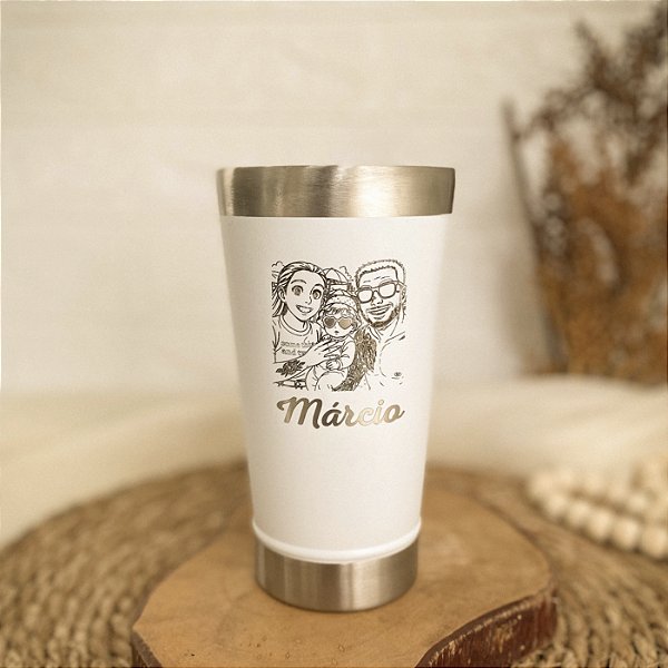 Copo Térmico Inox Branco Personalizado 473ML