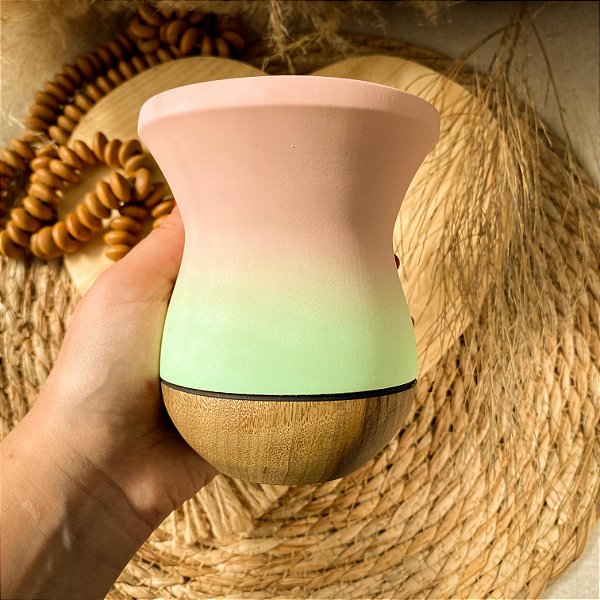Cuia de Chimarrão Rose e Menta Fosca Madeira Imbuia